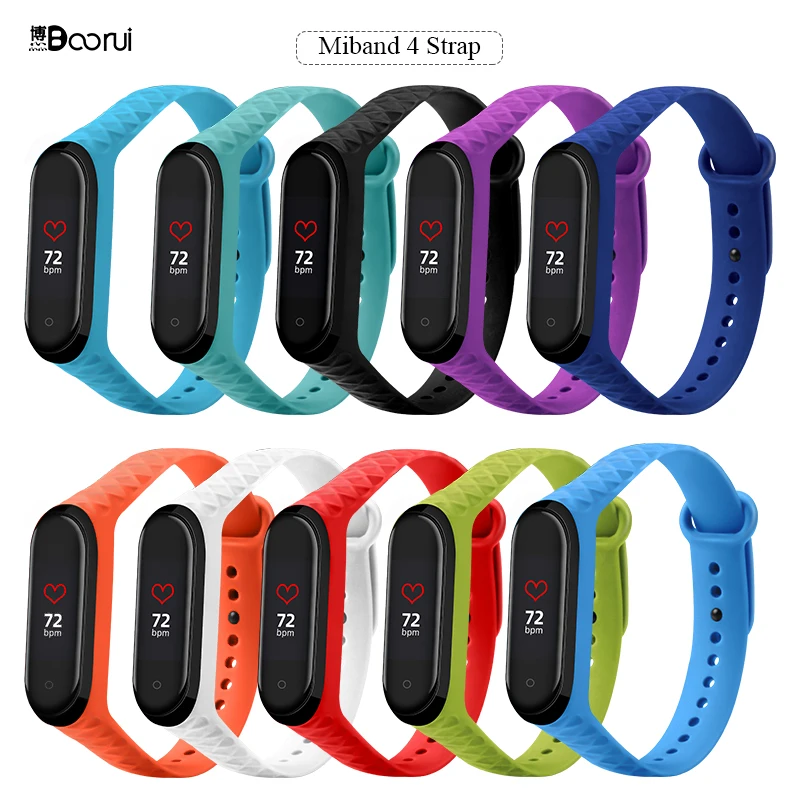 

BOORUI diamond silicone mi band 4 strap replacement for xiaomi mi band 3 4 watch band Bracelet miband 3 wrist strap