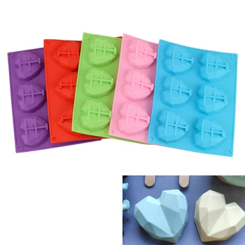 

Mousse Chocolate Pastry Tools Cake Decorating Tools 6 Cavity Diamond Love Heart Silicone Mold Baking Molds Cake Mold Soap Mould