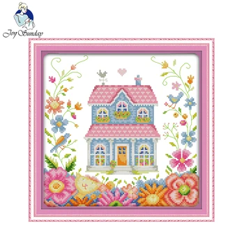 

Joy Sunday The garden shed Pattern Cross-Stitch Handmade Needlework Chinese 3D Counted Cross Stitch Set Embroidery Kits