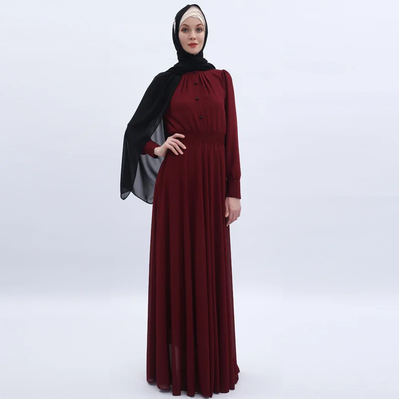 

WEPBEL Fashion Muslim Women Dress Solid Long Sleeve Loose Abaya High-end Mesh Praying Dresses Elegant Islamic Clothing