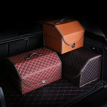 

Car Storage Bag PU Leather Trunk Organizer Folding Car Storage Stowing Tidying Auto Trunk Box Organizer Car Accessories