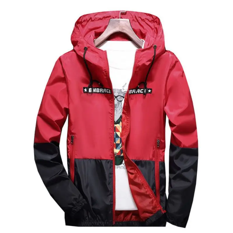 Спортивная куртка для велоспорта для мальчиков-подростков с капюшоном, на молнии, тонкая, ветронепроницаемая, водостойкая, тонкая, Студенческая верхняя одежда, спортивное пальто - Цвет: R