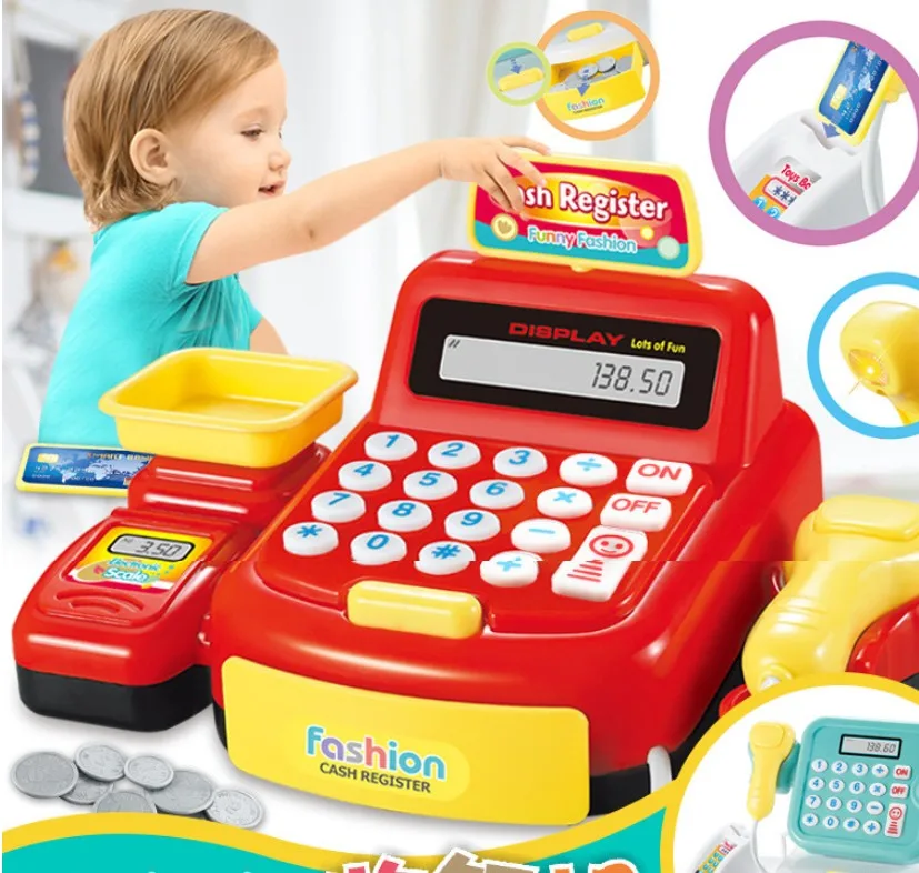 Горячая Распродажа кассовый аппарат родитель-ребенок игрушки детская головоломка дом электрическое освещение расчет Многофункциональная игрушка сканер