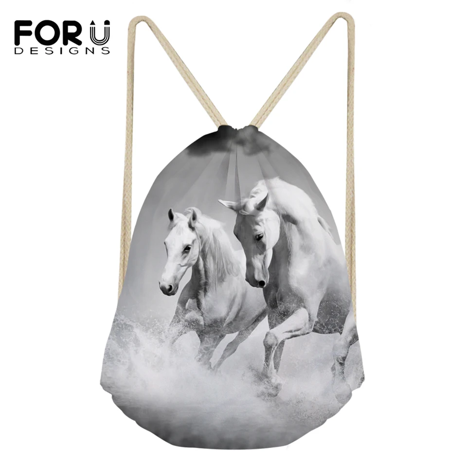 FORUDESIGNS/модные мини-сумки с рисунками лошади фантазия, Белая обувь с карманами и рисунками животных для девочек рюкзак для путешествий