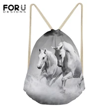 FORUDESIGNS/модные мини-сумки с рисунками лошади фантазия, Белая обувь с карманами и рисунками животных для девочек рюкзак для путешествий