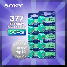 

50Pcs Sony 377 Battery AG4 LR626 377A sr626sw 1.55V 626 Button Coin Cell Battery Silver Oxide Watch Batteries for Watch