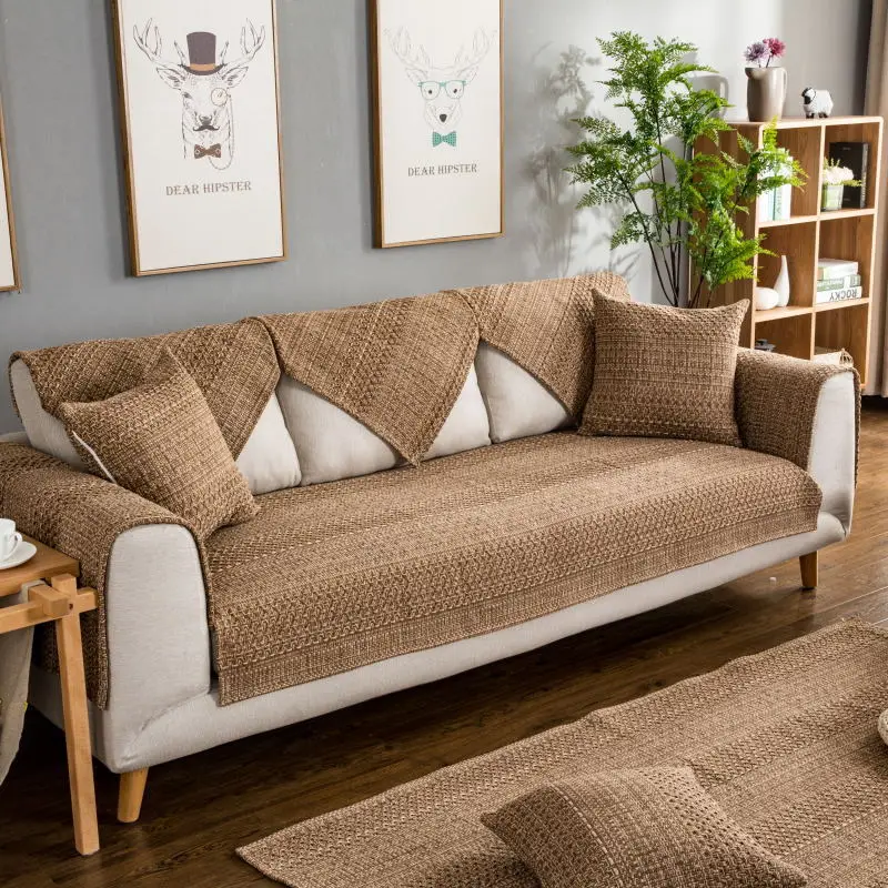 Baumwolle Leinen Stoff Sofa Abdeckung Sofa Handtuch Einfarbig Couch