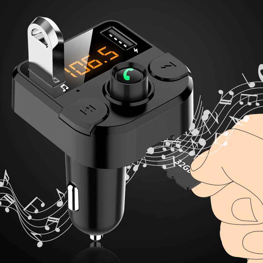 Автомобильный bluetooth-плеер, автомобильный комплект громкой связи, fm-передатчик, поддержка tf-карты, u-диск QC2.0 3.1A, быстрое зарядное устройство с двумя usb-портами, адаптер питания