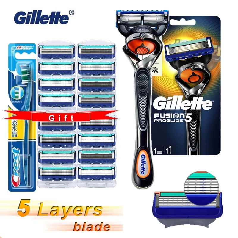 

Gillette Fusion Proglide Razor Blade for Men Machine for Shaving Blades 5 Layer Cassettes With Replacebale Blades Get Gift