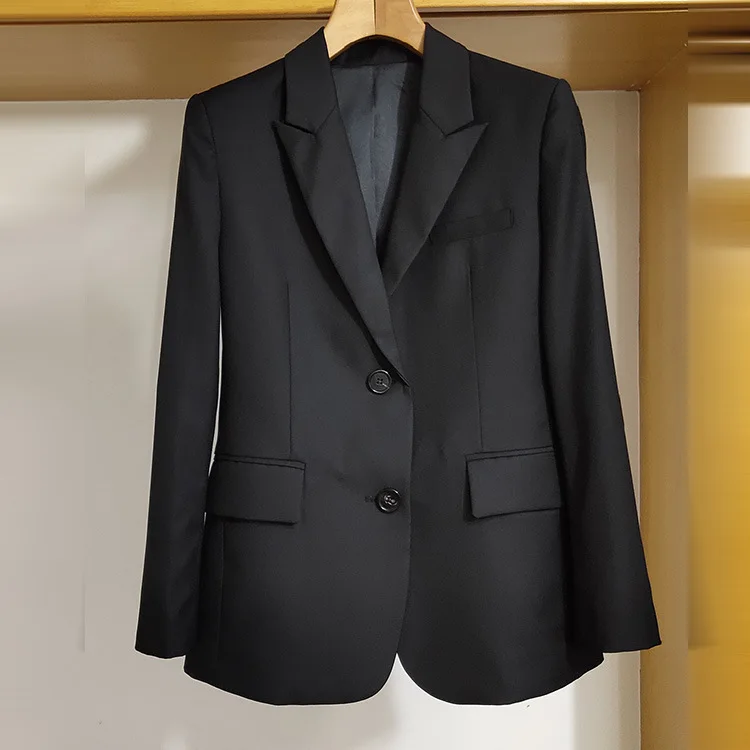 

19 Autumn New Style Europe And America High-End Fine Wool-like Fabric Two-Button Elegant Fashionable Able Super Was Thin Suit WO