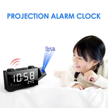 

Multifunctional Projector Alarm Clock Date Temperature Display Snooze Charger Function Backlight Adjustable Projector Desk Clock