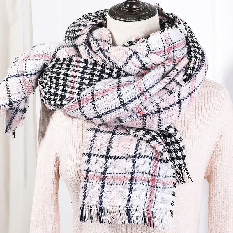 

Manufacturers Customizable Za Home New Style Plaid Scarf Women's Fashion STR Europe And America Faux Cashmere Double-Sided Scarf