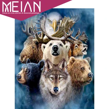 

2020 MEIAN Deer 5D Daimond Painting Mosaic Deer and Bear Diamond Embroidery Animal DIY Full Drill Rhinestone Home Decortion
