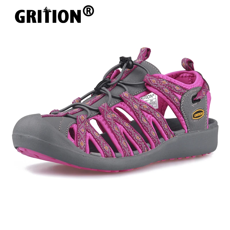 GRITION Women Outdoor Sandals Toecap Casual Breathable Summer Beach Shoes Anti Skid Lightweight Hiking Trekking 2020 Big Size