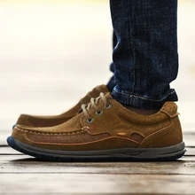 Мужская прогулочная обувь; обувь из натуральной кожи; Мужская Удобная износостойкая Нескользящая Уличная обувь для вождения, свадьбы