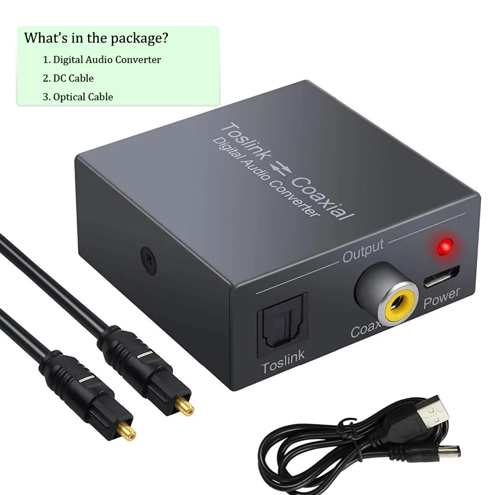 5 PCS Digital Audio Converter Splitter with SPDIF Cable Coaxial to Optical Toslink Coax Bi-directional |