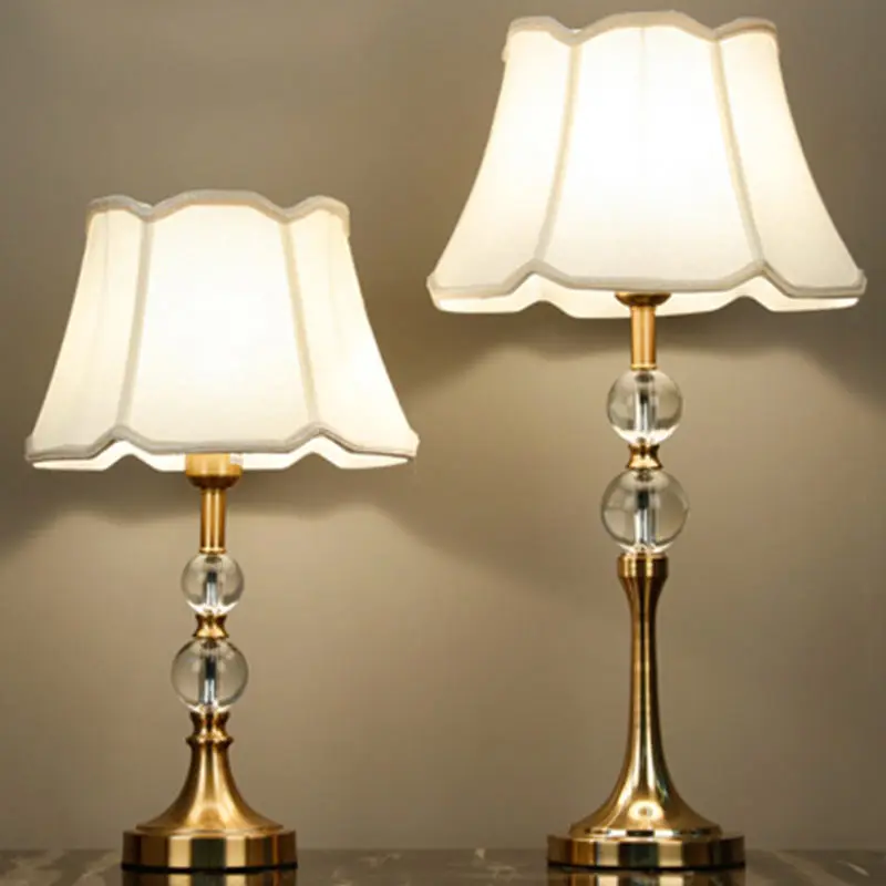 

American imitation copper crystal table lamp bedroom bedside table lamp modern simple living room home warm bedside lamp