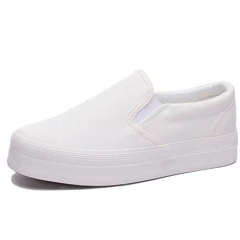 white platform canvas trainers