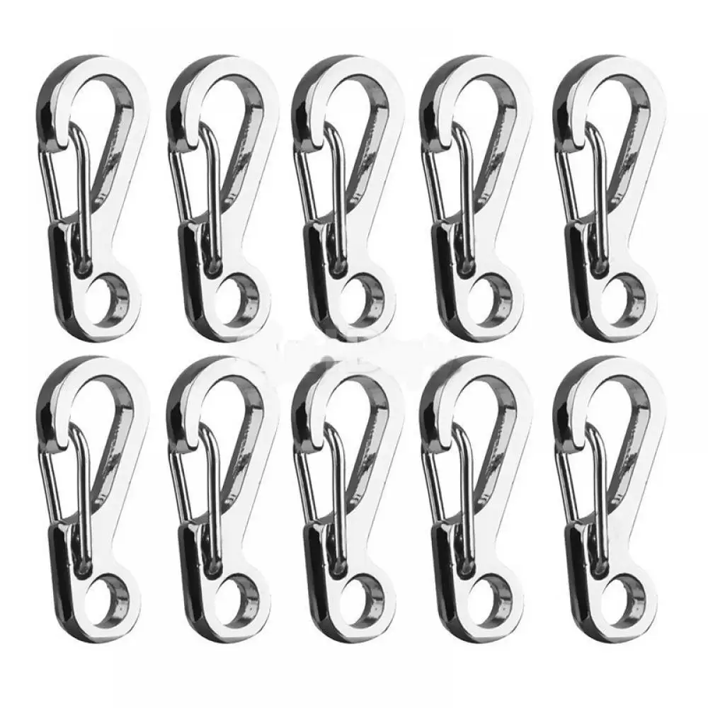 10x Carabiner EDC Mini Stainless Steel Key Buckle Snap Spring Clip Hook Keychain 