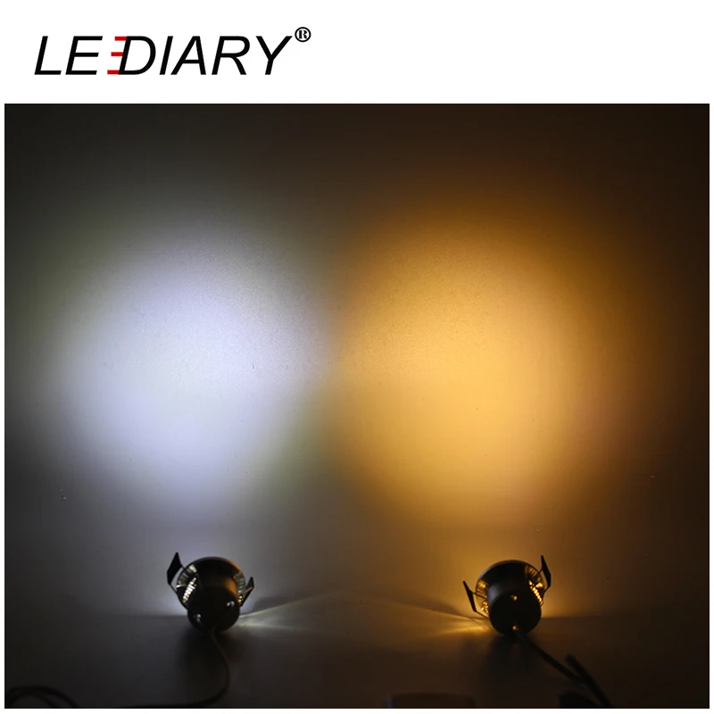 LEDIARY Spot LED Dimmable Downlight Remote Control Cabinet Lamp Black 12V Mini Ceiling Downlights Recessed 1.5W 27mm Cut Hole