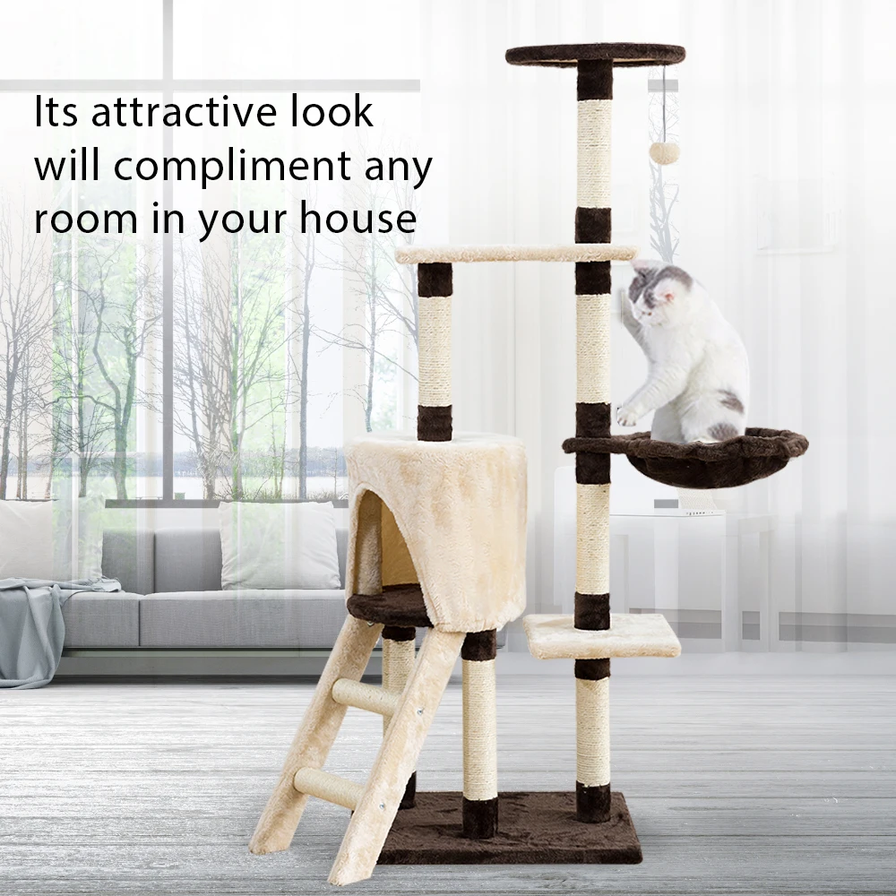 

Pet Cats Tree House Cat Toys Furniture Scratch Solid Woods for Cats Climbing Frame Condos Wall Scratching Posts Tree
