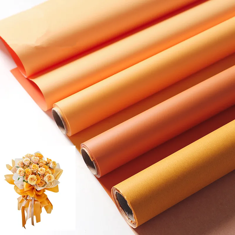 Orange Style Hot Color Flower wrapping paper floral bouquet packaging  material lemon yellow Craft Papers