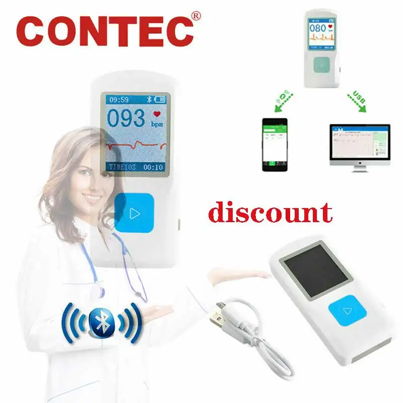 Handheld Portable ECG EKG Machine Heart Beat Monitor LCD USB Bluetooth PM10 with Software App ECG Monitor For Ios Android