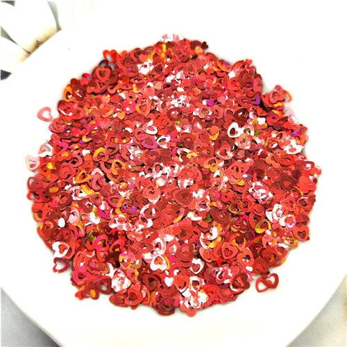 Laser red 10g Ультратонкая 4 мм Hollw сердце с блестками Лазерная блестящая 3D блестка для ногтей блестка Eo-Friendly блестка из ПЭТ для украшения ногтей 10 г - Цвет: Laser red 10g