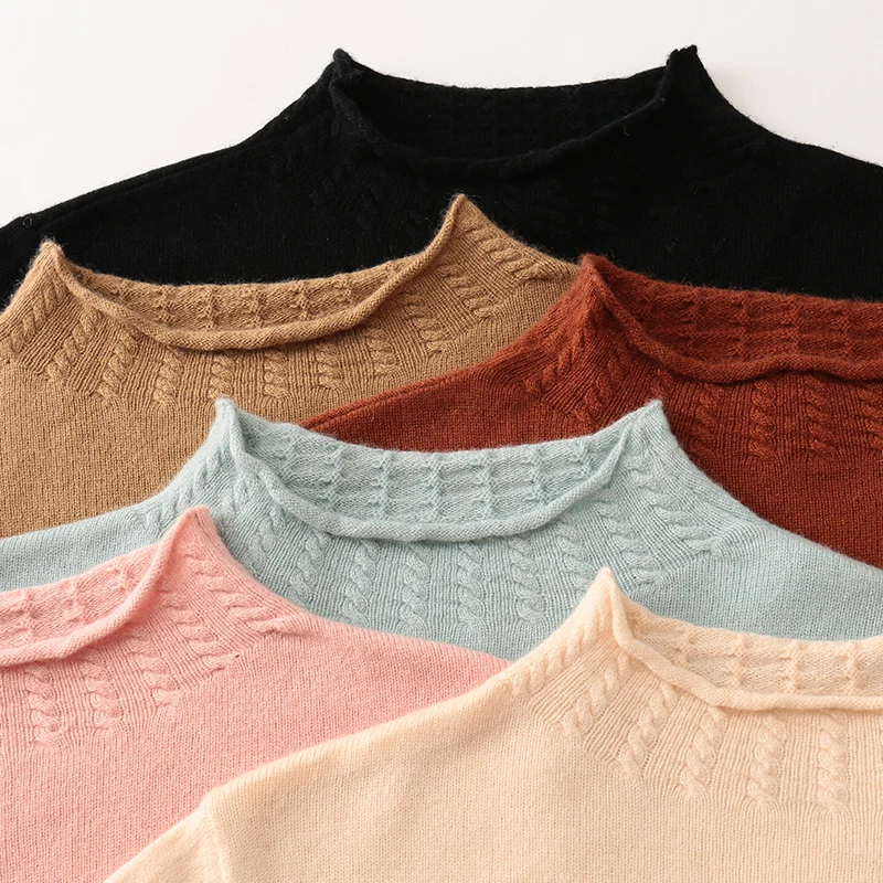 Women's Pullover Spring 2020 Thin Women's Sweater Half-High Collar Twist Knit Design Elegant Long Sleeve Bottoming Shirt Women's Pullover Spring 2020 Thin Women's Sweater Half-High Collar Twist Knit Design Elegant Long Sleeve Bottoming Shirt