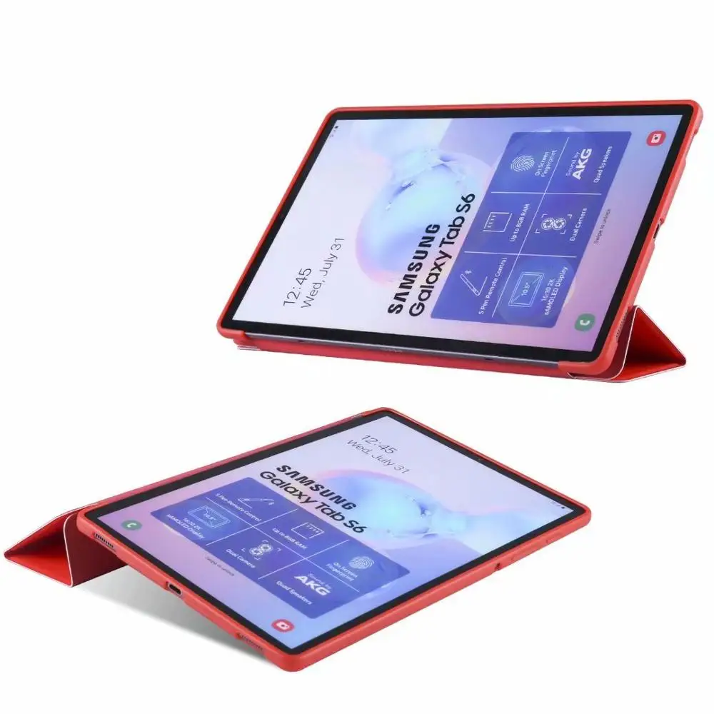 Модный чехол для планшета из ТПУ с тремя складками для Samusng Galaxy Tab S6 SM-T860 SM-T865 10,5 дюймов откидной Чехол с подставкой Чехол+ ручка