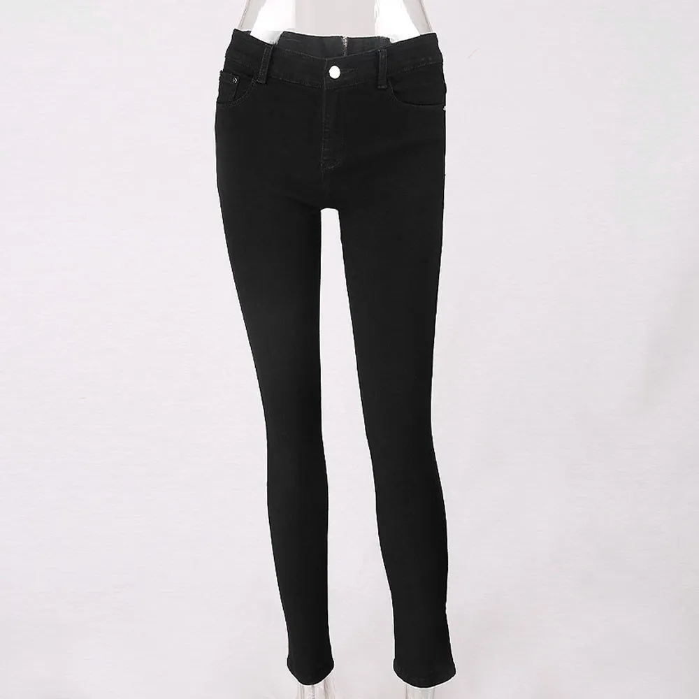 Sexy Back Zipper Long Jeans Woman High Waist Stretch Jeans Denim Skinny Pencil Jeans Pants Sexy Casual Daily Trousers Female New