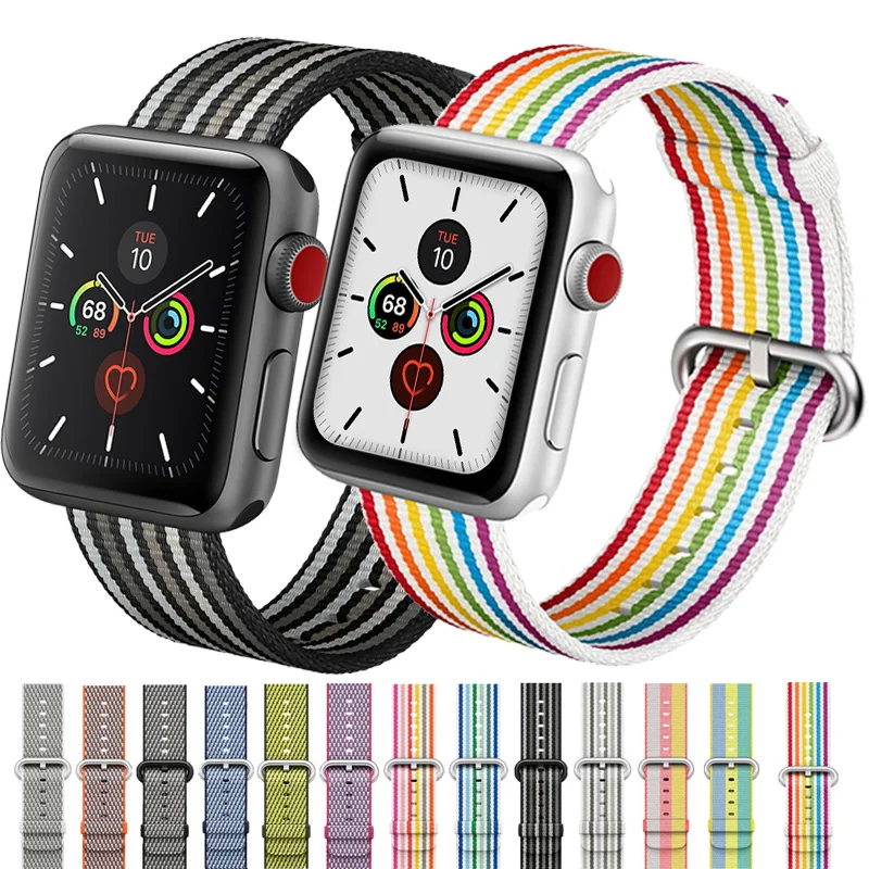 Нейлоновый Плетеный ремешок для Apple watch 5 4 44 мм 40 3 2 1 iwatch 42 38 браслета | Наручные