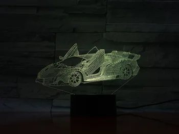 

Open Car Sports Car Battery Powered 3D Lamp Multi-color with Remote for Bedside Decorative Battery Powered Led Night Light Lamp