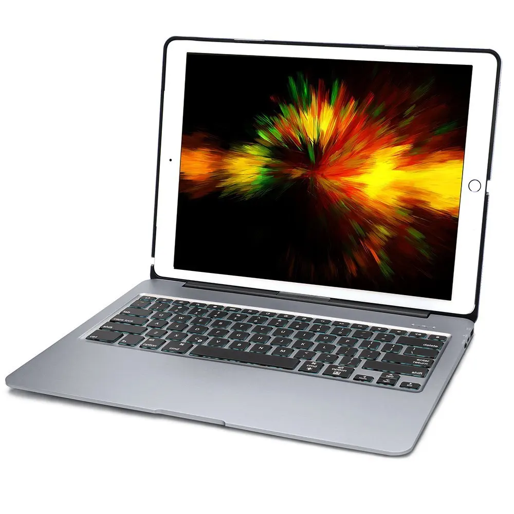 Grey Для iPad Pro 12,9 Bluetooth клавиатура чехол для iPad Mini, Алюминий клавиатура крышка корпуса Folio+ 5600 с зарядным устройством для внешнего Батарея+ 7 цветов с подсветкой - Цвет: Grey