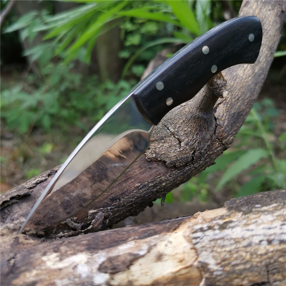 Охотничий нож с прямым лезвием Стандартный Тактический нож ножи Сталь головы+ ручка из плотной древесины выживания Ножи Походный нож для Выживание инструменты - Цвет: Белый