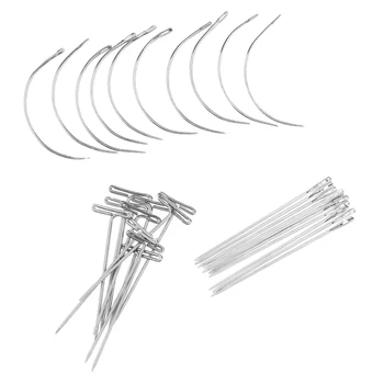 

30 Pcs Weaving Hair Extension Needles Tools C / T / I Style Weaving Needles Silver