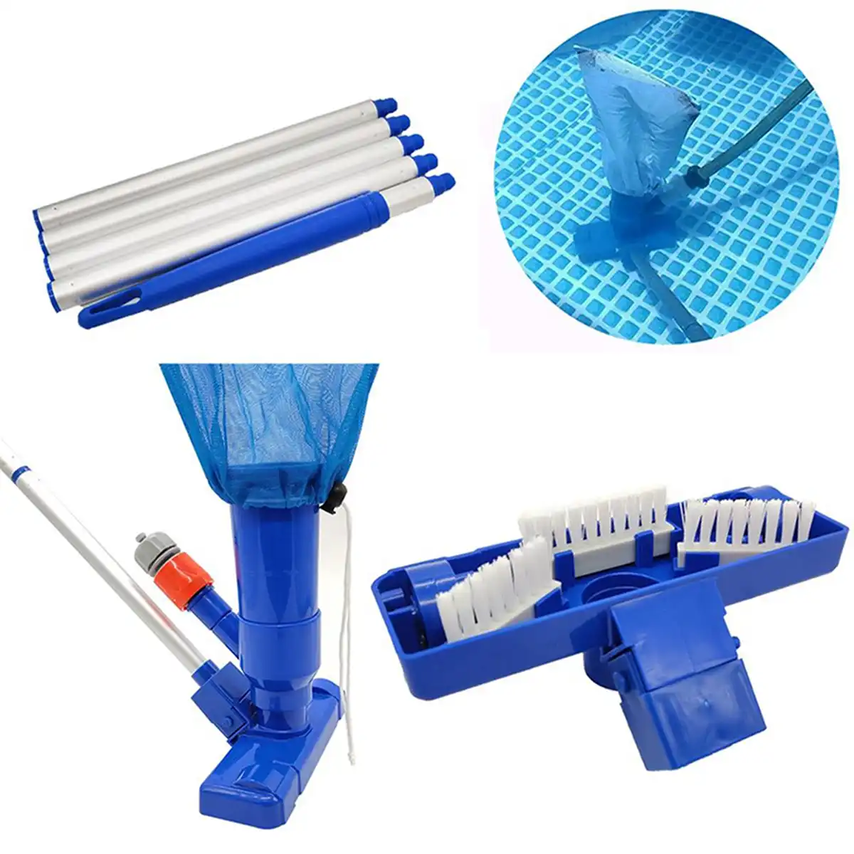Fountains /& Hot Tub Pond Portable Swimming Pool Vacuum Jet Cleaner Pool Cleaning Kit with Brush 5 Detachable Poles Spa Bag Mini Jet Vacuum Cleaner Tool for Above Ground Pool