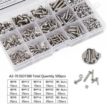 

500pcs/box 304 Stainless Steel Hexagonal Screws Kit With Box M2.5 M3 M4 M5 Socket Head Bolt Nut Screws Mounting Hardware Tools