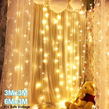 

Christmas LED Light String 31V Safe Voltage Twinkle Fairy Lights Garden Christmas Decorations for Home LED Curtain Lighting D30