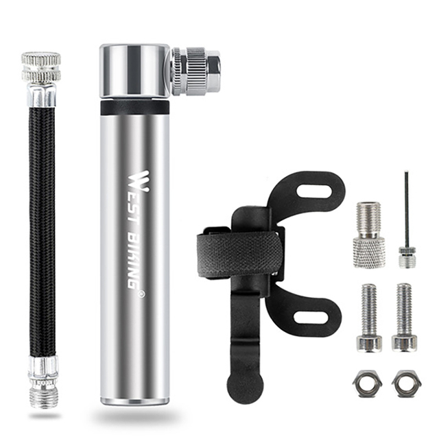 Pump Portable WEST BIKING Mini MTB Mountain Road Bike Air Pump  Portable Bicycle Tire Air Inflator Basketball Football