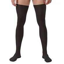 1 Pair Mens Compression Sock Stockings Glossy Anti-skid Soft Sheer Compression Elasticity Thigh High Silk Long Stockings