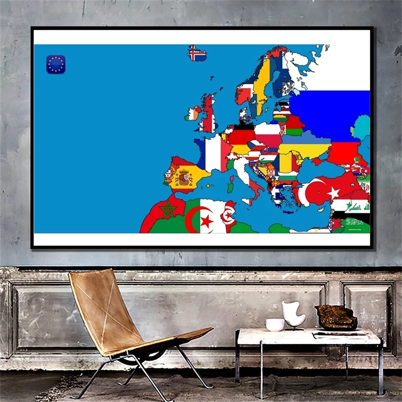 1Pc 90*60Cm Mappa Del Mondo Non Tessuta Europa Mappa Del Mondo Poster E Stampe Carta Da Parati Orizzontale Forniture Scolastiche Per Ufficio