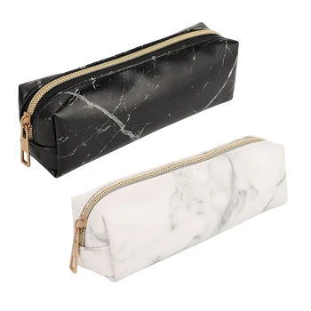 

PU Marble Rose Gold Zipper Pencil Case Cute School Pencil Cases For Girls Boy Big Pen Bag PencilCase Pouch School Stationery