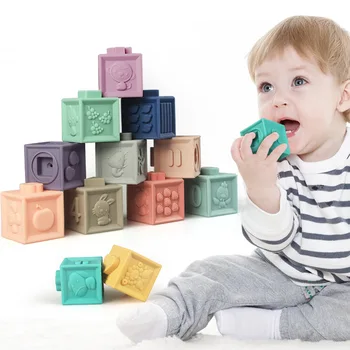 

Baby Insert large particles of soft plastic building blocks children's toys baby 3D puzzle soft rubber relief wholesale