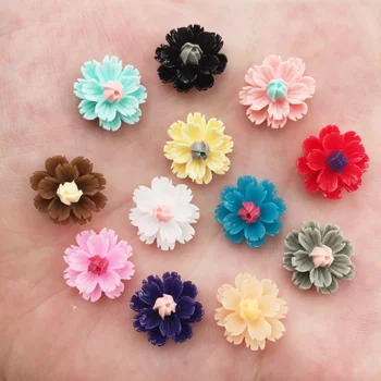 

60Pcs Resin Accessories Hand painted Colorful 13mm 3D Flower Flatback Stone Scrapbook DIY Craft Supplies Embellishments OG42