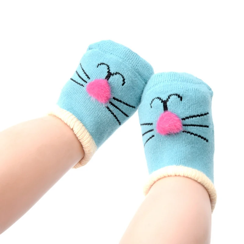 6 предметов, весенне-осенне-зимние утепленные Нескользящие хлопковые носки для малышей, комплект для малышей 0-3 лет, милые носки-тапочки с мультипликационным принтом для малышей