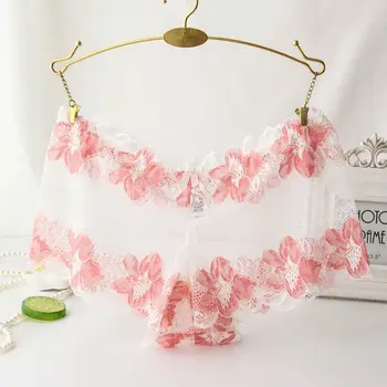 

Women Sexy Lace Panties Plus Large Size Vintage Lace Elastic large invariant Hollow briefs girl sexy underwear M-4XL