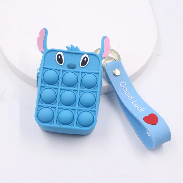 New Popit Mini Money Wallet Fingertip Toys Push Bubble Popite Pendant Bag Hot Sale Adult Decompression Toys Children Anti-Stress Blue Stildy
