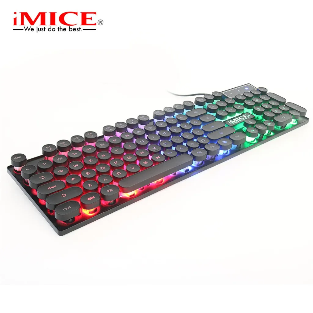 Игровая клавиатура 20%, имитация механической клавиатуры, Игровая USB 104, геймерская клавиатура с подсветкой, RGB клавишная плата