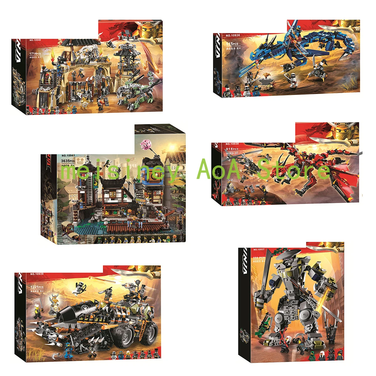 

8pcs/set Compatible LEGOING ninja Series 70657 CITY DOCKS,70655 DRAGON PIT,70654 DIESELNAUT 70653 FIRSTBOURNE,70652STORMBRINGER